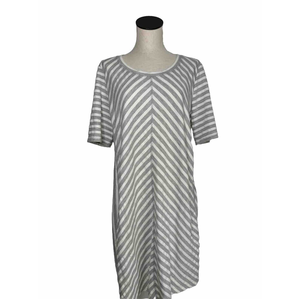 T by Talbots Gray & White Striped Knit Dress  Womens Size XL